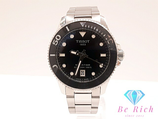 ティソ Tissot シースター 1000 36MM デイト T120210 メンズ 腕時計 黒 ブラック シルバー SS ブレス アナログ クォーツ QZ ウォッチ ダイバー 【中古】【送料無料】 bt3587 35,607円