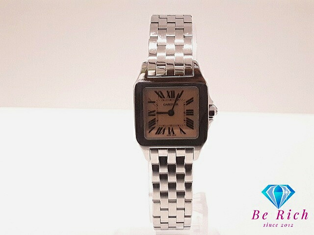 OH済 カルティエ Cartier サントス ドゥ モアゼル SM レディース 腕時計 W25075Z5 スクエア ピンクシェル シルバー SS ブレス アナログ クオーツ QZ ウォッチ 【中古】【送料無料】 bt3496