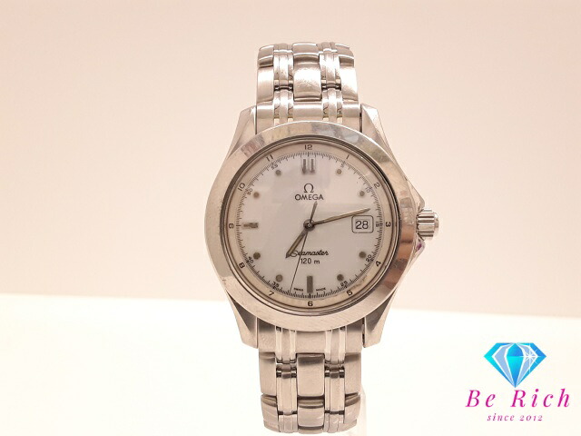 オメガ OMEGA シーマスター 120 デイト メンズ 腕時計 2511.20 白 ホワイト シルバー SS ブレス アナログ クォーツ QZ ウォッチ Seamaster 【中古】【送料無料】 bt3417｜BeRich 支店