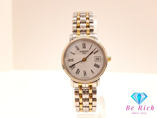 ティソ TISSOT レディース ウォッチ デイト T825 / 925 白 白いこと しろがね色 ゴールド SS GP ブレス アナログ 石英 QZ 御覧なさる  【中古】bt3572