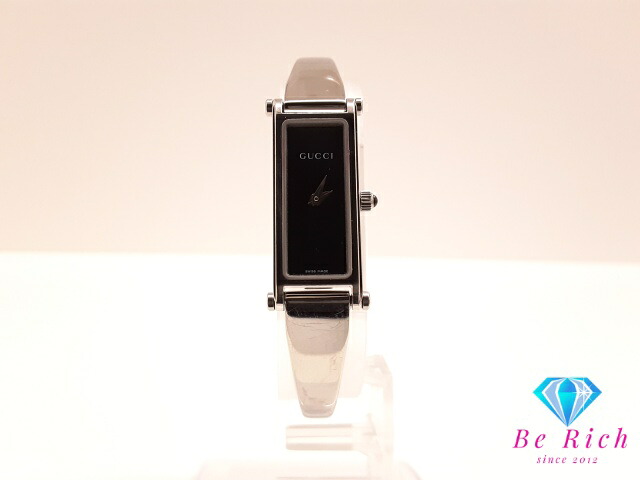 グッチ GUCCI レディース 腕時計 バングル ウォッチ 1500L 黒 ブラック シルバー SS ブレス レクタンギュラー スクエア アナログ クォーツ QZ 【中古】【送料無料】 bt3550