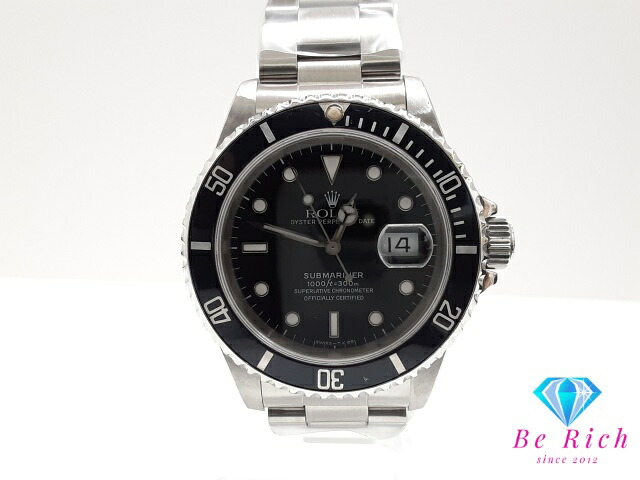OH 外装仕上げ 済 ロレックス ROLEX サブマリーナー デイト 16610 X番 自動巻き メンズ 腕時計 黒 ブラック シルバー SS ブレス オートマ AT アナログ ウォッチ SUBMARINER 【中古】【送料無料】 bt3602｜BeRich 支店 596,000円
