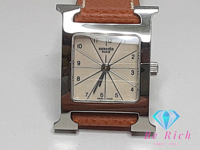 エルメス HERMES Hウォッチ HH1.210 レディース 腕時計 エクリュ アイボリー ブラウン 茶 SS レザー ブレス ロゴ アナログ クォーツ QZ ウォッチ 【中古】【送料無料】 bt3150