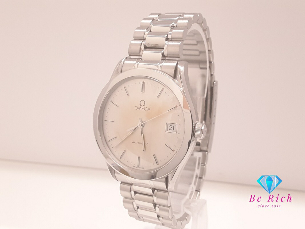 OH済 オメガ クラシックデイト ブルーダイアル 8振動 自動巻き 純正