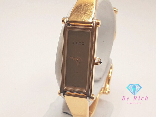 グッチ GUCCI レディース 腕時計 バングル ウォッチ 1500L ゴールド SS GP レクタンギュラー アナログ クォーツ QZ 【中古】【送料無料】 bt3444｜BeRich 支店