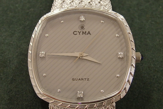【楽天市場】美品 CYMA シーマ 天然ダイヤ4P メンズ腕時計 シルバー SS クォーツ 604SP【中古】【送料無料】 ht724