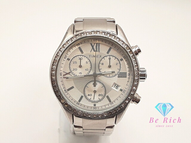 タイメックス TIMEX INDIGLO マイアミ クロノグラフ レディース 腕時計 TW2P66800 クリスタル ベゼル シルバー SS ブレス アナログ クォーツ QZ ウォッチ インディグロ Miami 【中古】【送料無料】 ht6487