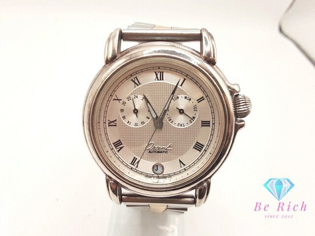 オリエント ORIENT シルバー 925 銀無垢 21石 自動巻き メンズ 腕時計 デイデイト 46B 305 60CS ギョーシェ ツートーン シースルー SS GP ブレス ロゴ アナログ オートマ AT ウォッチ SILVER アンティーク ヴィンテージ 【中古】【送料無料】 ht6333