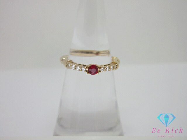 楽天市場】K18 YG ルビー ダイヤモンド 0.04ct 回る サークル モチーフ