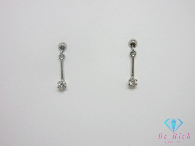 Pt900 プラチナ ダイヤモンド 0.03ct 0.03ct 付 デザイン スタッド ピアス メレ 宝石 ジュエリー アクセサリー 揺れる【中古】【送料無料】th13990