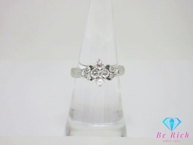 Pt900 プラチナ ダイヤモンド 0.58ct 付 デザイン リング 指輪 12号 メレ 宝石 ジュエリー アクセサリー 【中古】【送料無料】th14212
