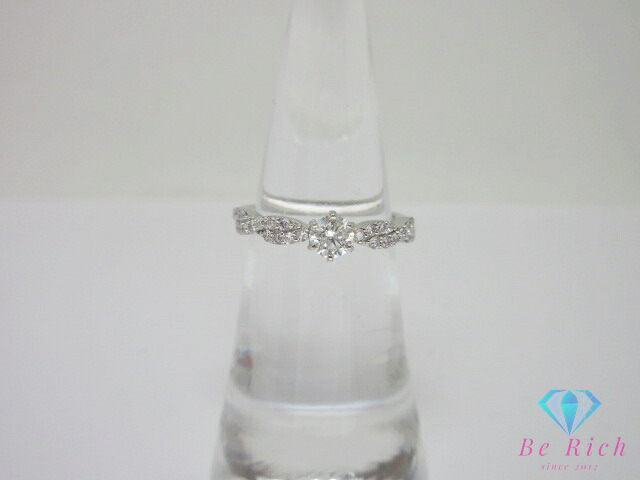Pt900 プラチナ ダイヤモンド 0.254ct 0.22ct 付 デザイン リング 指輪 9号 鑑定書 メレ 宝石 ジュエリー アクセサリー 【中古】【送料無料】th14300