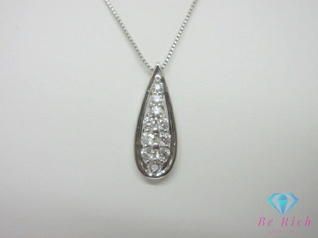 Pt850 Pt900 プラチナ ダイヤモンド 0.50ct 付 デザイン ネックレス ペンダント メレ 宝石 ジュエリー アクセサリー【中古】【送料無料】th14301