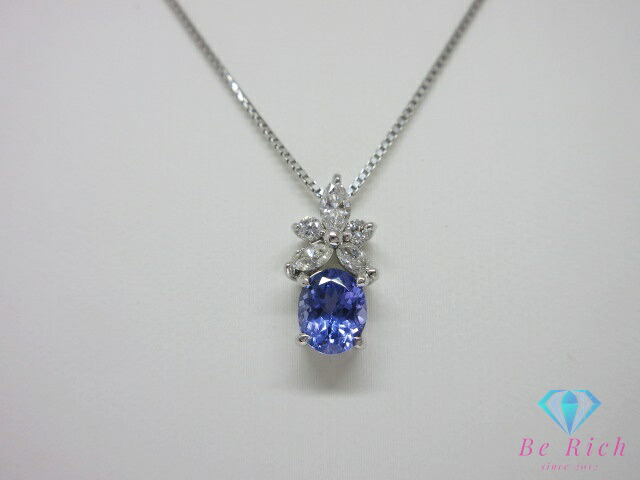 Pt850 Pt900 プラチナ カラーストーン 0.64ct ダイヤモンド 0.22ct 付 デザイン ネックレス ペンダント メレ 宝石 ジュエリー アクセサリー【中古】【送料無料】th14409|BeRich 支店