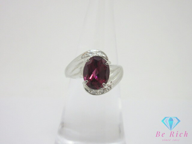 Pt900 プラチナ ロードライトガーネット 2.50ct ダイヤモンド 0.04ct 付 デザイン リング 指輪 10号 ソーティング付 メレ 宝石 ジュエリー アクセサリー 【中古】【送料無料】th14630|BeRich 支店