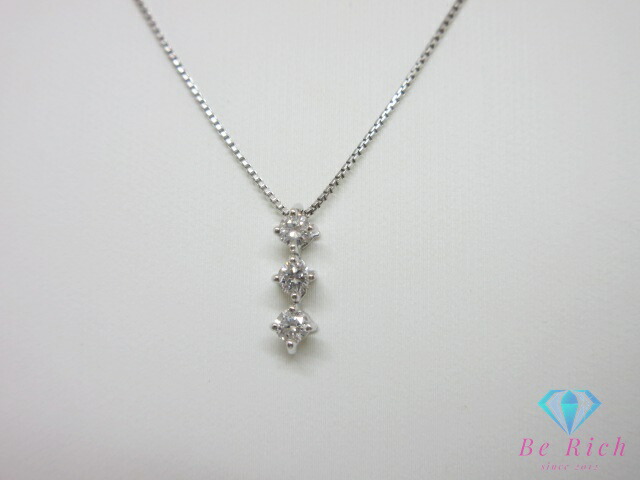 K18 WG ダイヤモンド 0.20ct 付 デザイン ネックレス ペンダント 18金 750 ホワイト ゴールド メレ 宝石 ジュエリー アクセサリー 【中古】【送料無料】th14714