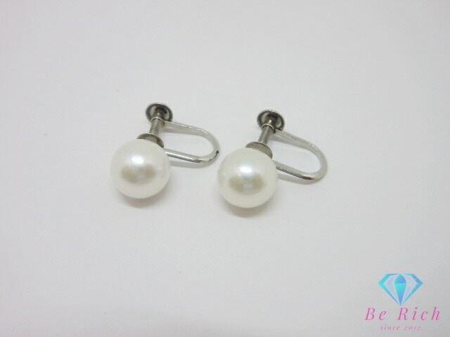 Pt850 プラチナ 真珠 パール 7.5mm 珠 付 デザイン イヤリング 宝石 ジュエリー アクセサリー 【中古】【送料無料】th14750｜BeRich 支店 11,061円