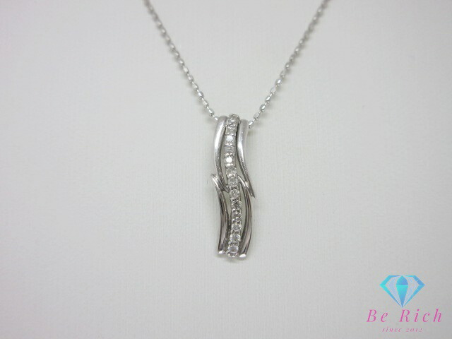 K18 WG ダイヤモンド 0.10ct 付 デザイン ネックレス ペンダント 18金 750 ホワイト ゴールド メレ 宝石 ジュエリー アクセサリー 【中古】【送料無料】th14929|BeRich 支店