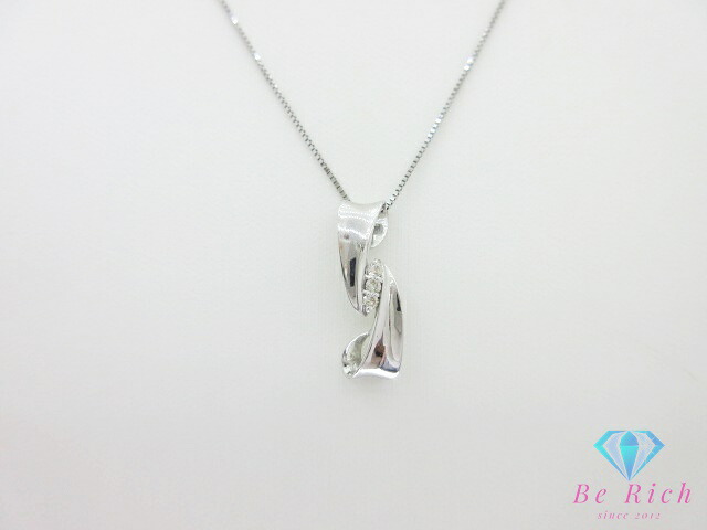 K10 WG ダイヤモンド 付 デザイン ネックレス ペンダント 10金 ホワイト ゴールド メレ 宝石 ジュエリー アクセサリー 【中古】【送料無料】th15125｜BeRich 支店 17,325円
