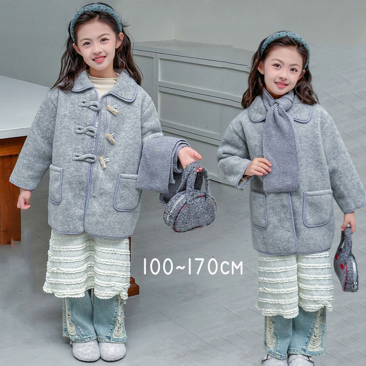子供 コート ジャケット キッズ 女の子 秋冬着 コート 厚手 コート 可愛い 防寒対策 暖かい ジュニア 中学生 高校生 女児 通学 コート グレーコート 100 110 120 130 140 150 160 170 海外通販