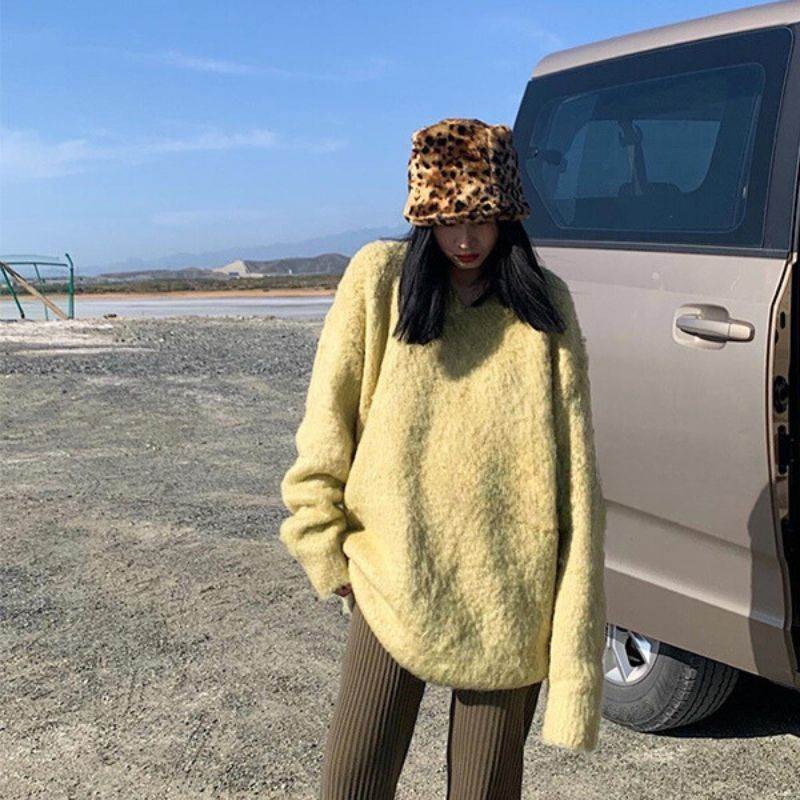 セーター プルオーバー 膝上 長袖 Vネック ワイド ストリート ふわふわ フェイクファー 中厚手 大人可愛い きれいめ シンプル おしゃれ モダン 無地 秋 冬 母の日 通勤 学生 部活 韓国 オルチャン 暖かい 体型カバー モテ 流行 インスタ映え S M L XL 2XL フリーサイズ 6,719円