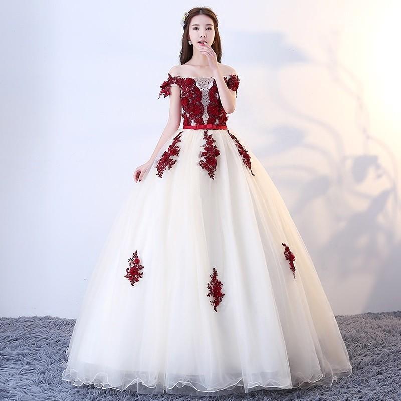 カラードレス ウェディングドレス パーティードレス オフショルダー ロング 花嫁 結婚式 フォーマル 体型カバー ピアノ 発表会 演奏会用 大人