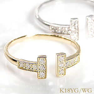 【楽天市場】K18 WG/YG/PG ダイヤモンド リング【送料無料】クロス Tモチーフ Tワイヤー スマイル シンプル ジュエリー 指輪