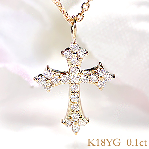 【楽天市場】K18WG/YG/PG【0.1ct】クロス ダイヤモンド ネックレス【送料無料】ダイヤモンド ペンダント ゴールド ネックレス