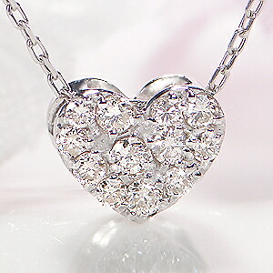楽天市場】K18PG【0.3ct】ハート パヴェダイヤモンド ネックレス