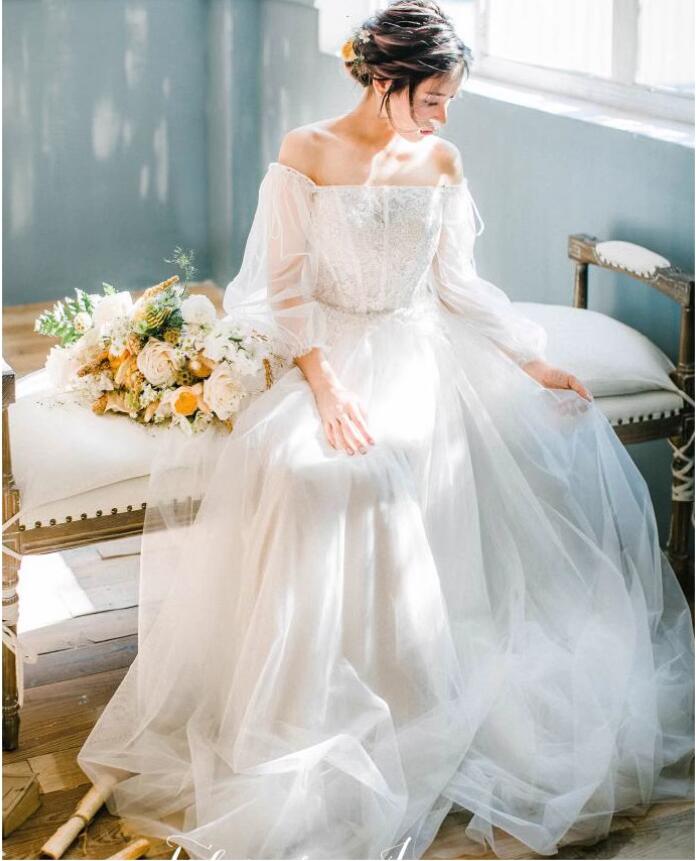 貨物輸送無料 婚礼の儀お召しもの オフショルダー チュールドレス 袖あり 花嫁御寮お召しもの  二次会お召しもの 映画化 お呼ばれ 姫御前お召しもの 婚礼の儀お召しもの A伝達ルート ロングお召しもの 姫御前 生まれ落ちる日 外国で挙式 婚礼の儀 寄り合い 告げ知らせる会 前撮り 編み上げ式 ウェディングドレス ウェディングドレス-レディースファッション