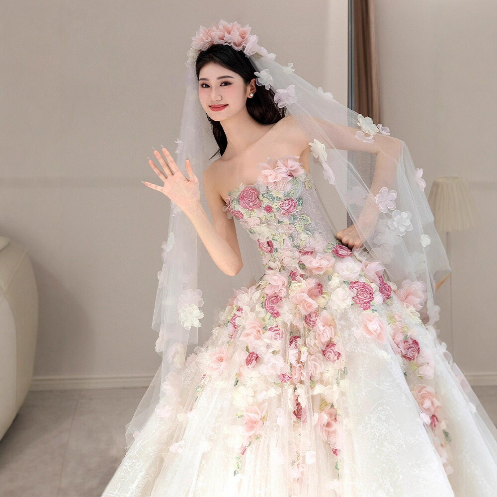 貨物輸送無料 御芽出度お召しもの プリンセスラインドレス 御芽出度お召しもの 色合いお召しもの 花柄 白 サクラ色お召しもの 前撮りお召しもの 二次会 お召しもの 花嫁御寮お召しもの  オフショル オフショルダー 御芽出度お召しもの 映し絵御芽出度 前撮り用衣装 韓国 好いたらしい 御芽出度映画化