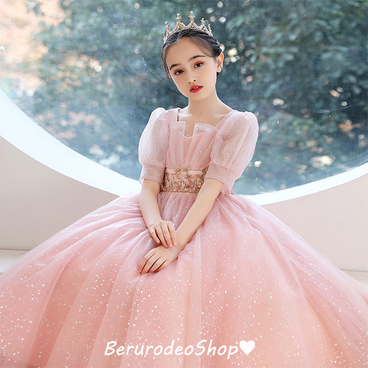 楽天市場】子供ドレス ピアノ発表会 ドレス ロング ピンク 女児ドレス