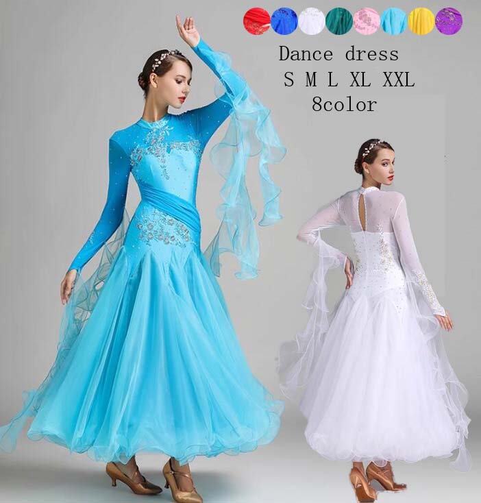 楽天市場】社交ダンス ドレス 8色 社交ダンス衣装 モダン 中指にかける