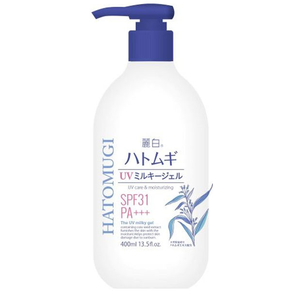 送料無料 熊野油脂 麗白 ハトムギ UVミルキージェル SPF31 PA+++ ポンプ 400ml 24本セット 【ケース販売】|ベスバ 店