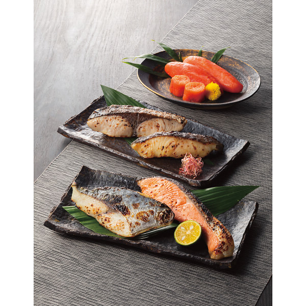 竹八 西京漬&辛子明太子の詰合せ|西京焼き セット 詰め合わせ 魚介 食品 ご自宅用 プレゼント 贈り物 ギフト 贈答用 高級贈答品 カタログギフト 送料無料