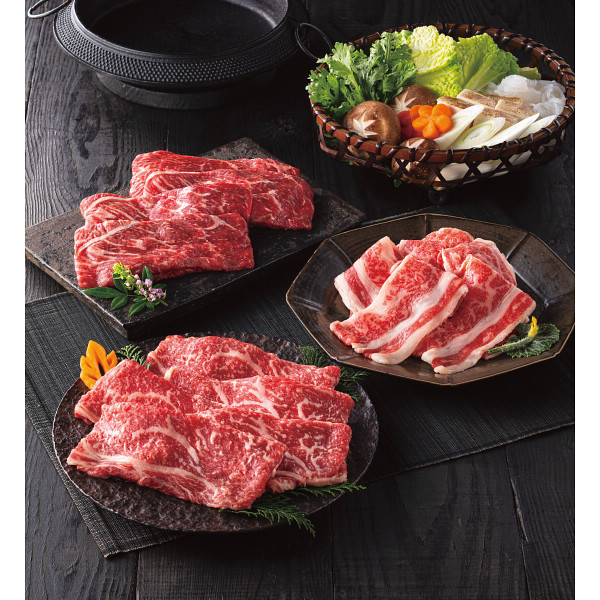 青葉牛すき焼味くらべ 3種 計1.3kg｜和牛 国産牛 牛肉 セット 詰め合わせ 食品 ご自宅用 プレゼント 贈り物 ギフト 贈答用 高級贈答品 カタログギフト 送料無料｜ビザインショップ