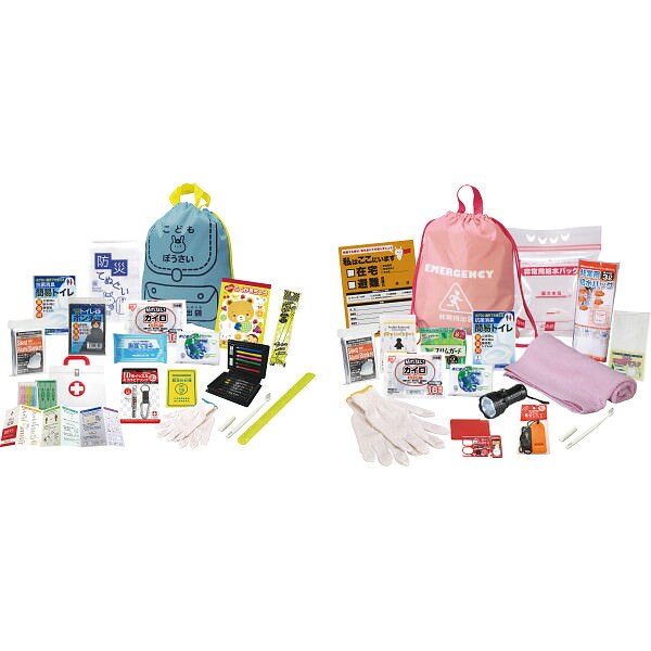 ママとキッズの非常持出セット｜防災セット 非常持ち出し袋 非常セット 日用品 のし対応 ラッピング対応 個包装 選べる 包装紙 おまとめ注文 ご自宅用 プレゼント 贈り物 ギフト 贈答用 カタログギフト 送料無料