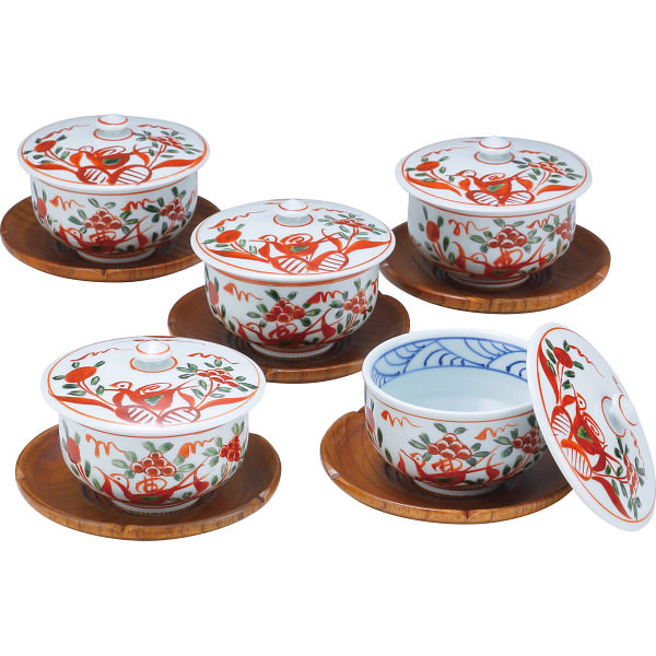 波佐見焼 古伊万里写し絵 茶托付汲出5客揃|湯呑 セット 和食器 食器 ご自宅用 プレゼント 贈り物 ギフト 贈答用 高級贈答品 カタログギフト 送料無料