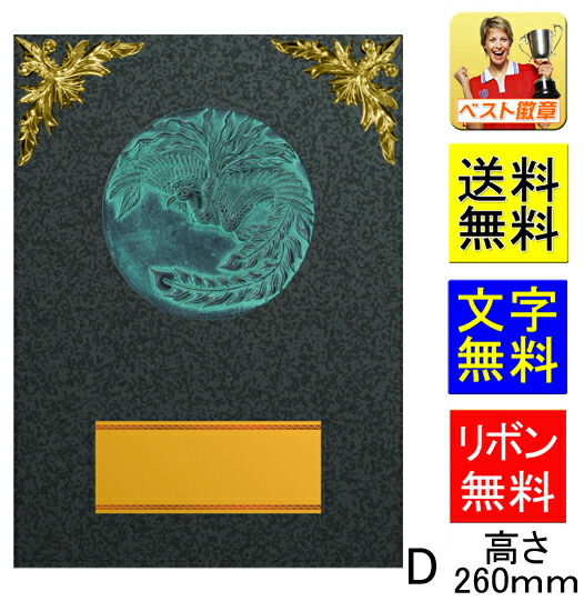盾　高さ260ｍｍ　送料無料＆文字無料　10％OFF　表彰楯　記念品　表彰盾　トロフィー　ゴルフ　野球　サッカー　バスケットボール　バレーボール　グラウンドゴルフ　相撲　柔道　剣道　優秀選手賞　監督賞　敢闘賞　空手　音楽　水泳　卓球　テニス　バドミントン　D004-Ｄ