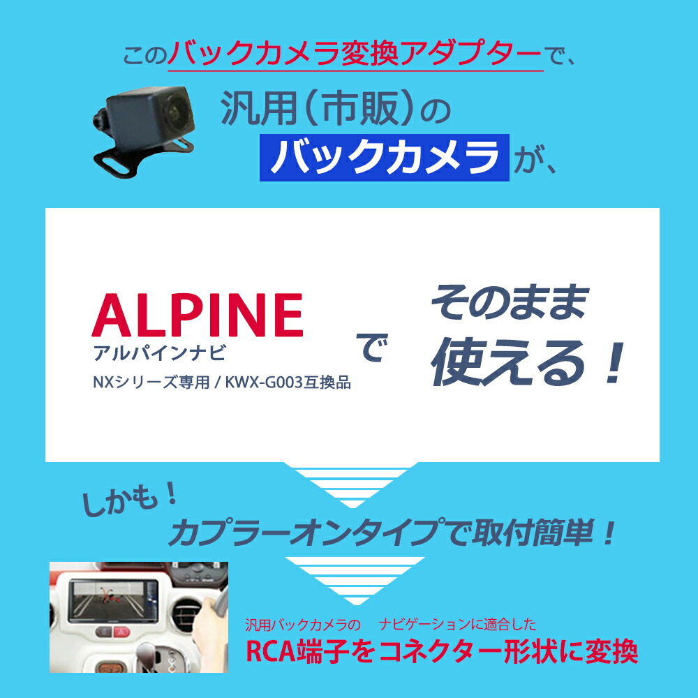 人気を誇る アルパイン ALPINE 7WNX バックカメラ 変換アダプター NXシリーズ専用 KWX-G003 互換 同等品 リアカメラ  変換コネクター モニター ハーネス ナビ RCA アダプター 配線 コード 変換 市販 社外 を 純正ナビ につなげる qdtek.vn