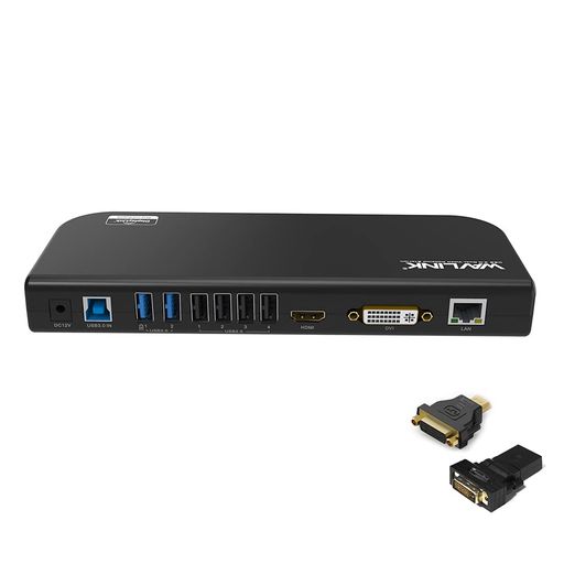WAVLINK USB3.0 多機能 ドッキングステーション 最2K 2048x1152 DVI/HDMI 2xUSB3.0ポート 4xUSB2.0ポート 5Gbpsの超高速データ転送速度 USB3.0高速ハブ/コンパクト/軽量|ベストプライスオンライン