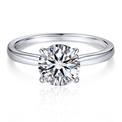 [MomentWish]結婚指輪レディースメンズ1カラットモアサナイト指輪プロポーズリングシンプルエンゲージリングDカラー人工ダイヤモンドボックス付け-Size20
