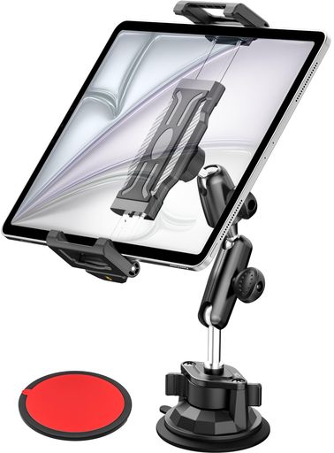【2025最強真空吸盤】Dosvsiタブレットホルダー車ダッシュボード吸盤式ipadスタンド車載ホルダー安定性金属アームトラックフロントガラス携帯電話ホルダー吸盤ベース付き360度回転転落防止
