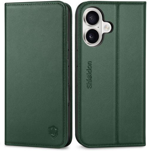 SHIELDONiPhone16対応ケース手帳型本革アイホン16用スマホカバー衝撃吸収TPU素材カード収納横置きスタンド機能マグネット内蔵[RFIDブロッキング]全面保護あいふぉん16対応スマホケース2024年発売