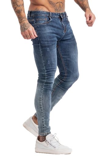 [GINGTTO]デニムパンツメンズスキニーパンツストレッチジーンズスリム細身伸縮青インディゴ30