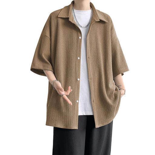 [Mifish]メンズシャツ半袖夏服メンズ五分袖吸汗速乾人気ワイシャツ大きいサイズ無地涼感服軽い柔らかいかっこいいカジュアル