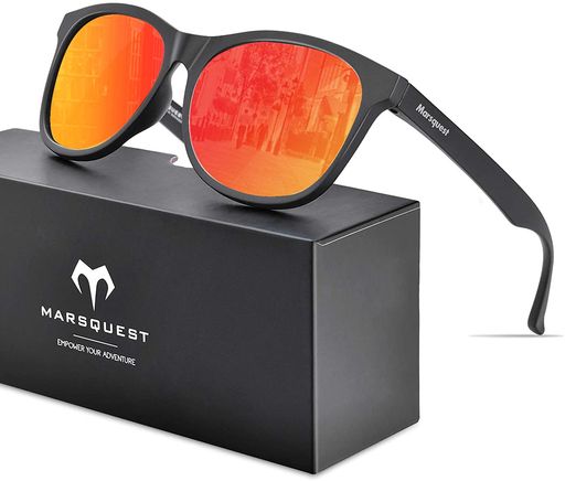 [MARSQUEST]サングラスメンズ偏光サングラス運転用ウェリントン型UV400紫外線カットバイク用サングラス抗衝撃ユニセックスmomentumシリーズ(レッド)画像