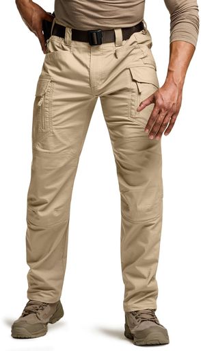 [CQR]メンズタクティカルカーゴパンツ夏用やり方ズボン通気性軽さストレッチクール原料品多役立つこと衣嚢撥水防汚D輪っか付き添い人山登り・アウトドア相応うTFP571-KHK_38W/30L