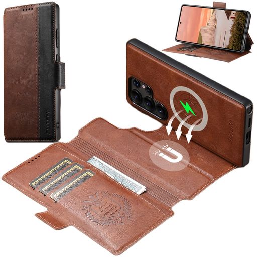 JCGOODSamsungGalaxyS24Ultraケース手帳型分離式2in1取り外し可能MagSafe対応ギャラクシーS24Ultraケース手帳分離型カード収納ワイヤレス充電対応サムスンS24ウルトラカバー