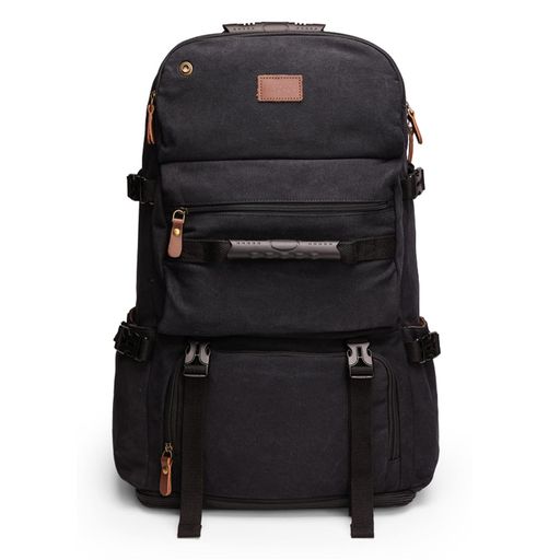 [shrradoo]登山リュック75L大容量リュックサック帆布バックパック軽量防水ハイキングキャンプアウトドアバッグ防災旅行(帆布ブルーブラック)